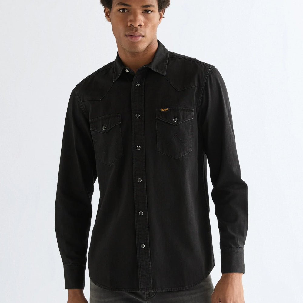 Wrangler  WESTERN SHIRT RINSE BLACK 112378427 Πουκάμισο Μαύρο F/W