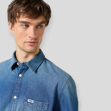 Wrangler MID STONE SHIRT 112350183 Πουκάμισο Μπλε S/S