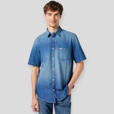 Wrangler MID STONE SHIRT 112350183 Πουκάμισο Μπλε S/S