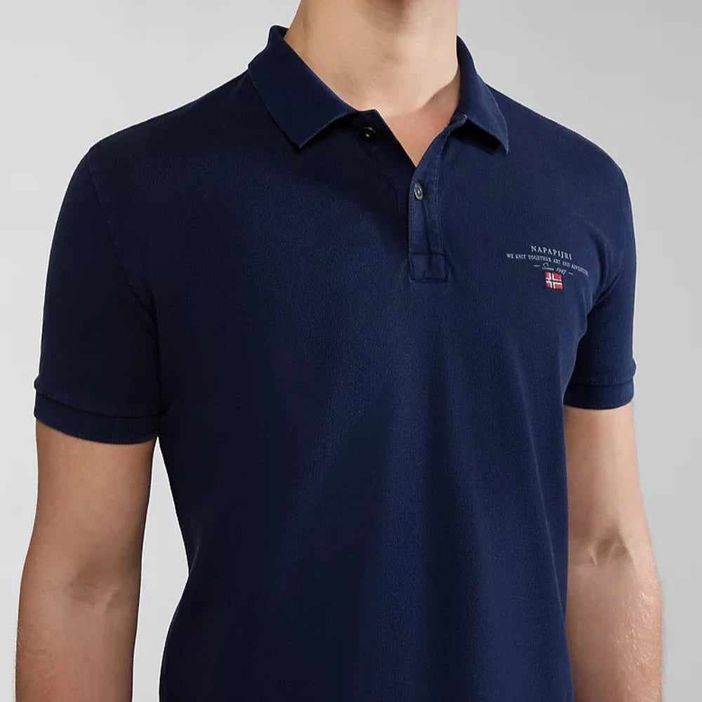 Napapijri ELBAS SS 4 BLU MARINE NP0A4GDL1761 Polo Μπλούζα Σκούρο Μπλε S/S