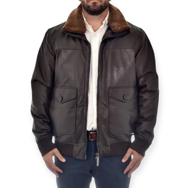 Bugatti 225101 Δερμάτινο τζάκετ Καφέ F/W