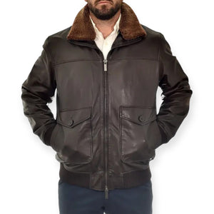 Bugatti 225101 Δερμάτινο τζάκετ Καφέ F/W