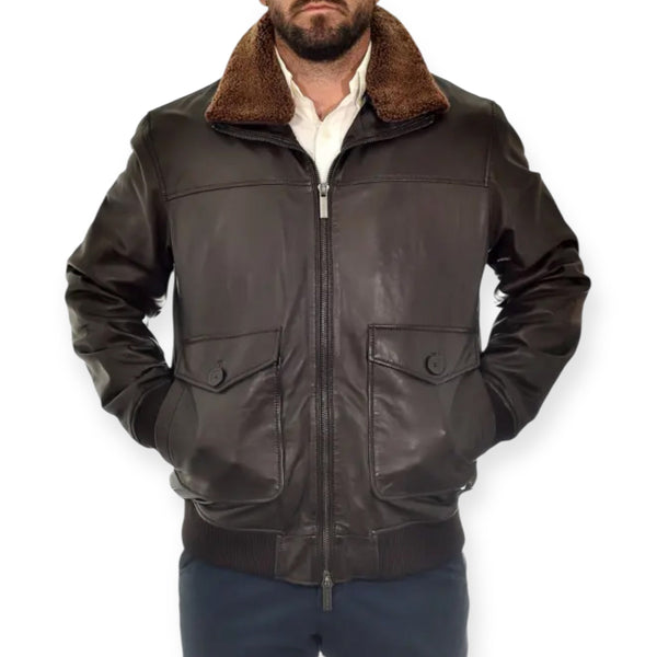 Bugatti 225101 Δερμάτινο τζάκετ Καφέ F/W