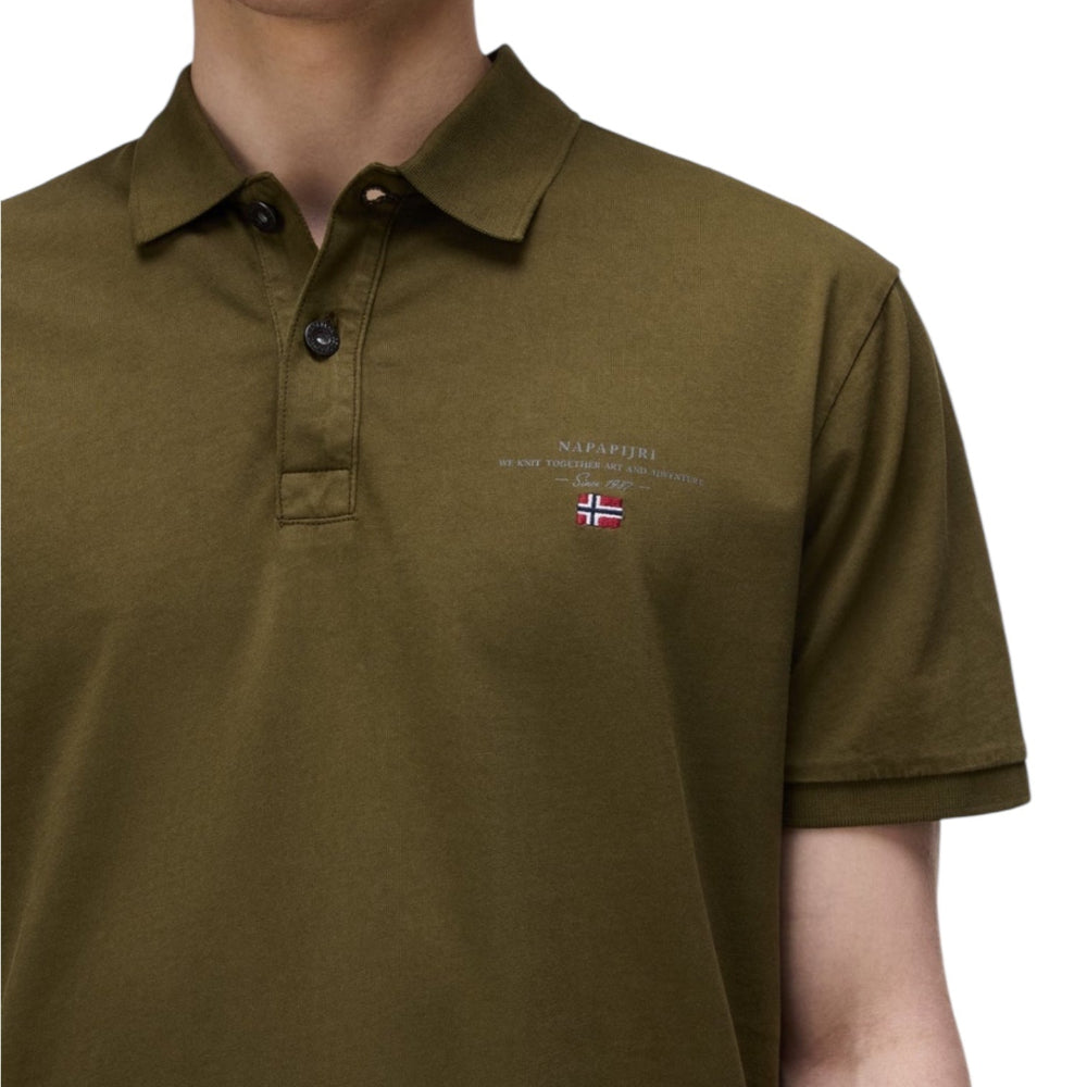 Napapijri ELBAS SS 4 NP0A4GDLG3A1 Polo Μπλούζα Λαδί S/S
