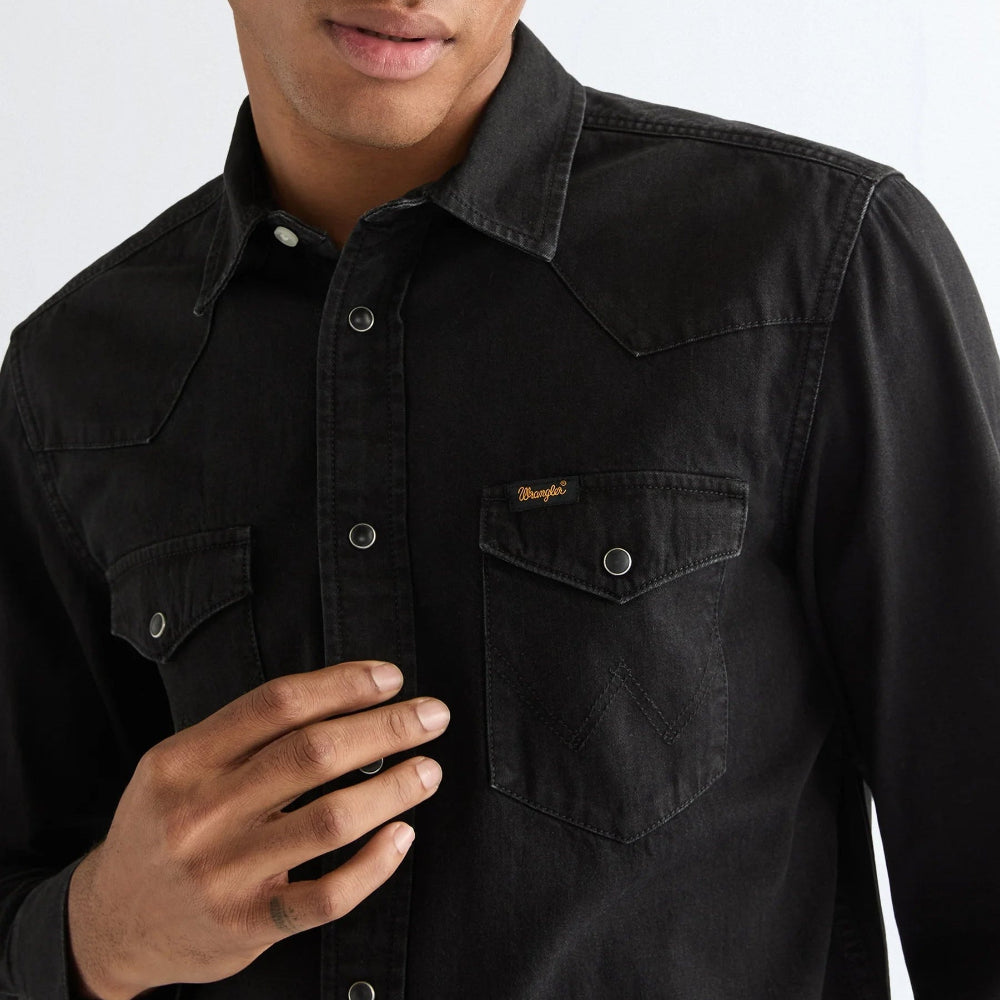Wrangler  WESTERN SHIRT RINSE BLACK 112378427 Πουκάμισο Μαύρο F/W