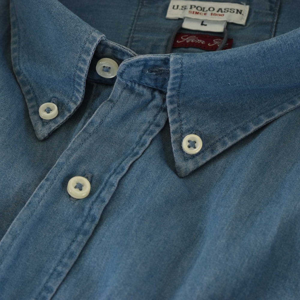 US. POLO ASSN. EVAN 5163367770/170 Πουκάμισο Μπλε S/S