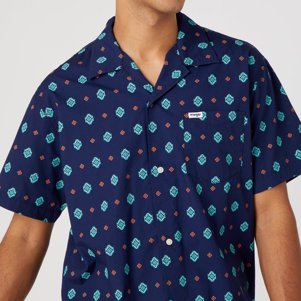 Wrangler Eclipse Relax Camp Shirt W597LXX7M Πουκάμισο Μπλε S/S